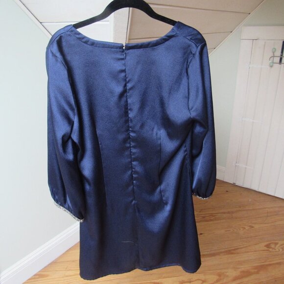 Skies are Blue Women's Blue Satin Dress Size Small - Picture 3 of 4